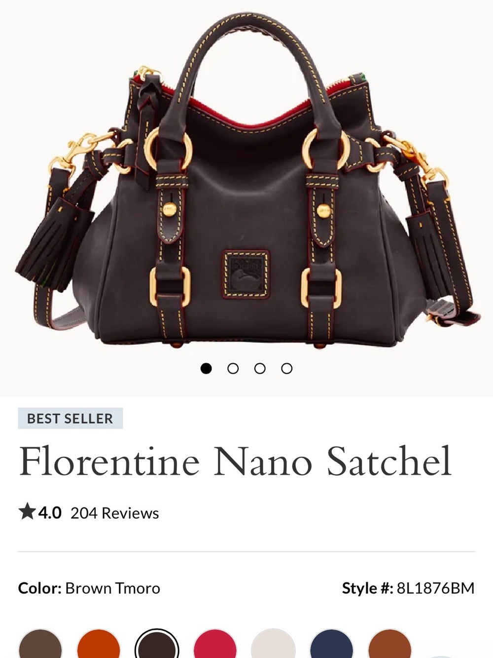 Dooney & Bourke Florentine Nano Satchel - Brown with Red Trim